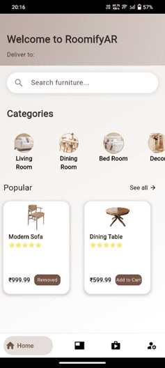 ARoomify — Augmented Reality E-Commerce screenshot 3
